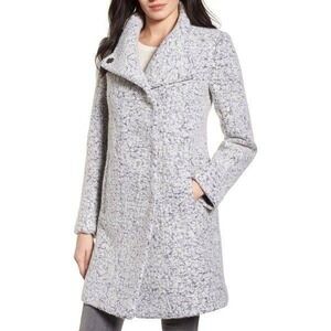 Kenneth‎ Cole New York Women's Gray Textured Wool Pressed Boucle Coat Size M/M